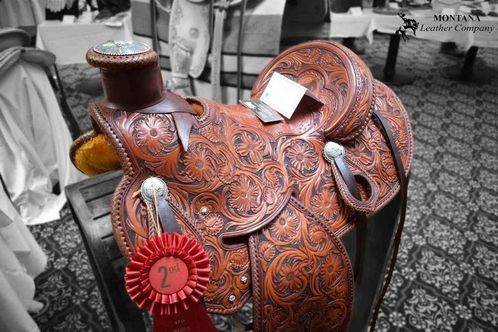 carved saddle, brown saddle