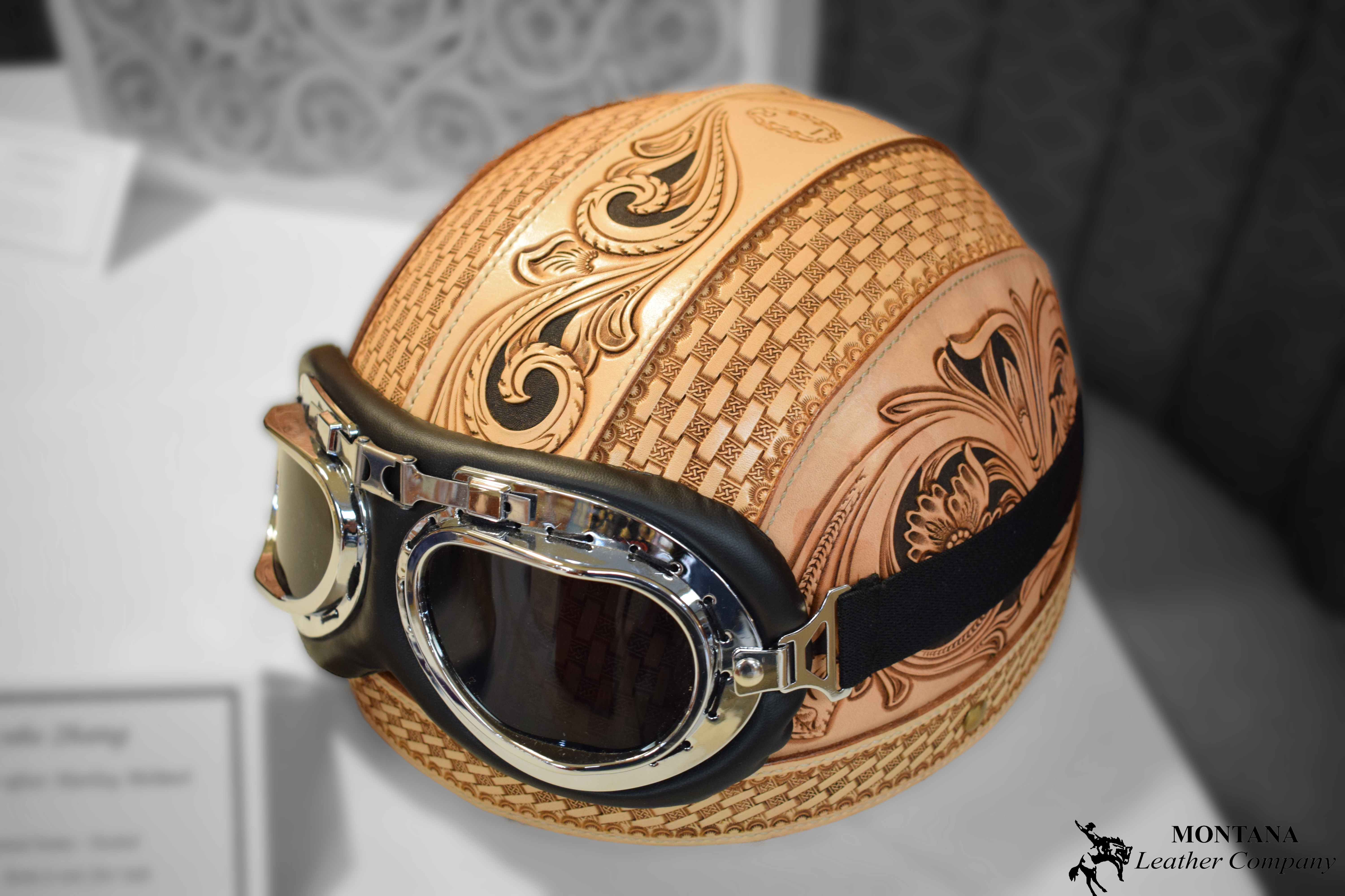 leather helmet, biker helmet