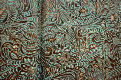 Turquoise Western Floral Leather